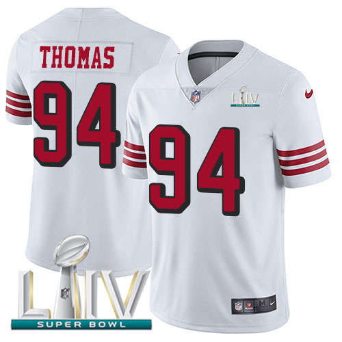 San Francisco 49ers Nike #94 Solomon Thomas White Super Bowl LIV 2020 Rush Men Stitched NFL Vapor Untouchable Limited Jersey->youth nfl jersey->Youth Jersey